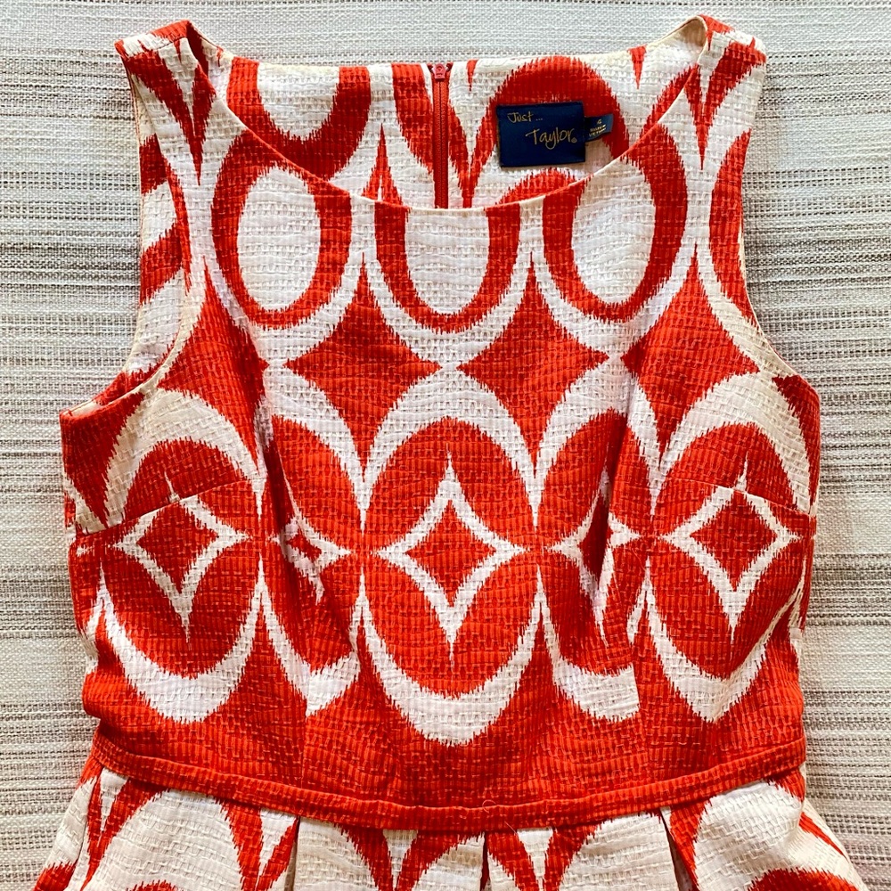 Just…Taylor Orange and White Sleeveless Dress